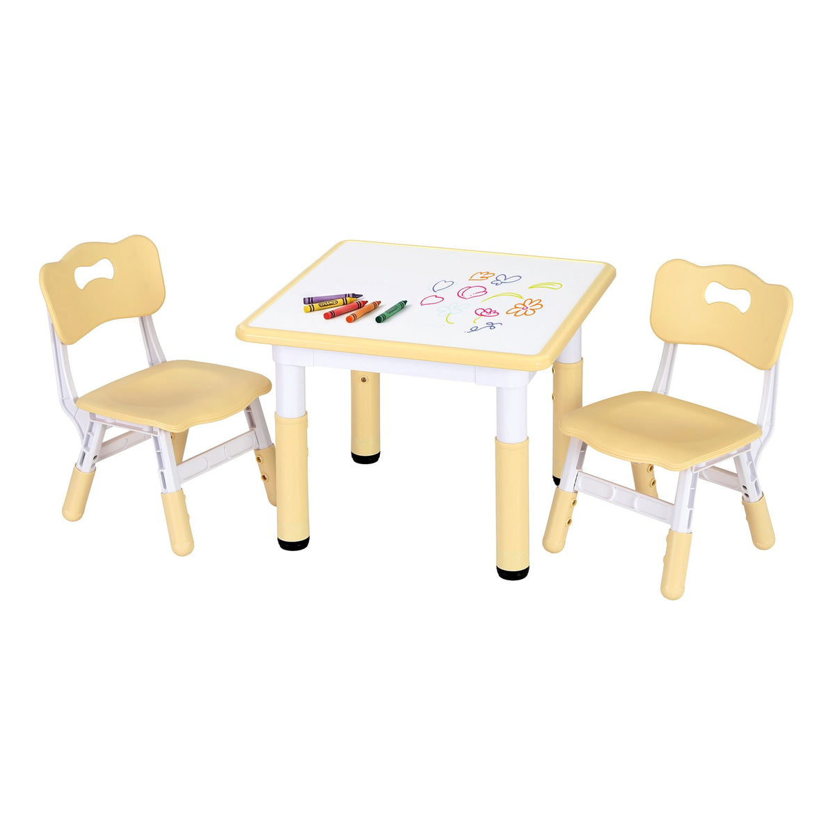 - Adjustable Kids Activity Table &amp; 2 Chairs Set - Yellow Keezi Baby &amp; Kids > Kid's Furniture > Kid's Tables, Chairs &amp; Seats
