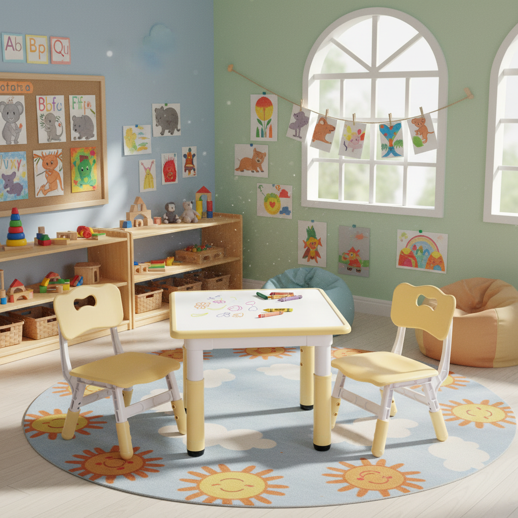 - Adjustable Kids Activity Table &amp; 2 Chairs Set - Yellow Keezi Baby &amp; Kids > Kid's Furniture > Kid's Tables, Chairs &amp; Seats
