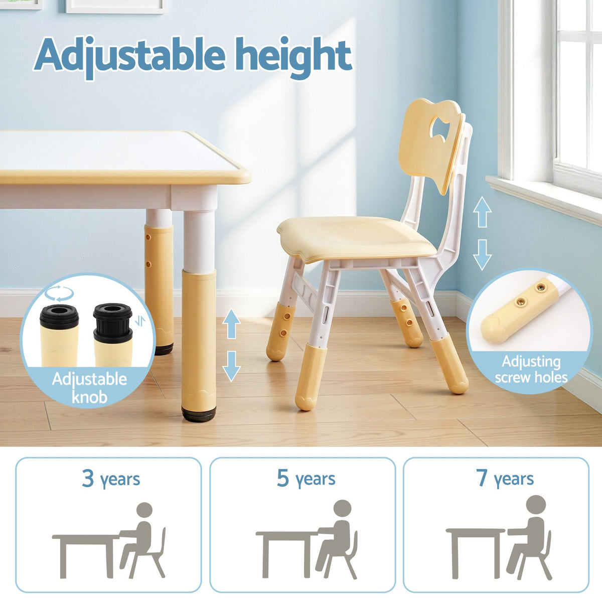 - Adjustable Kids Activity Table &amp; 2 Chairs Set - Yellow Keezi Baby &amp; Kids > Kid's Furniture > Kid's Tables, Chairs &amp; Seats