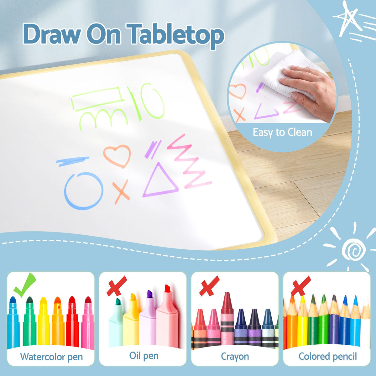 - Adjustable Kids Activity Table &amp; 2 Chairs Set - Yellow Keezi Baby &amp; Kids > Kid's Furniture > Kid's Tables, Chairs &amp; Seats