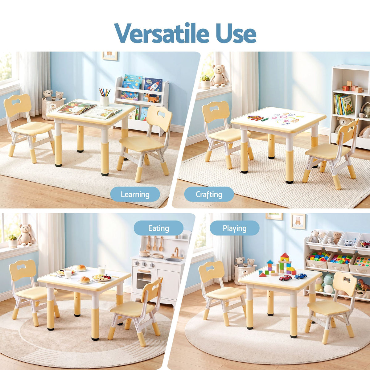 - Adjustable Kids Activity Table &amp; 2 Chairs Set - Yellow Keezi Baby &amp; Kids > Kid's Furniture > Kid's Tables, Chairs &amp; Seats
