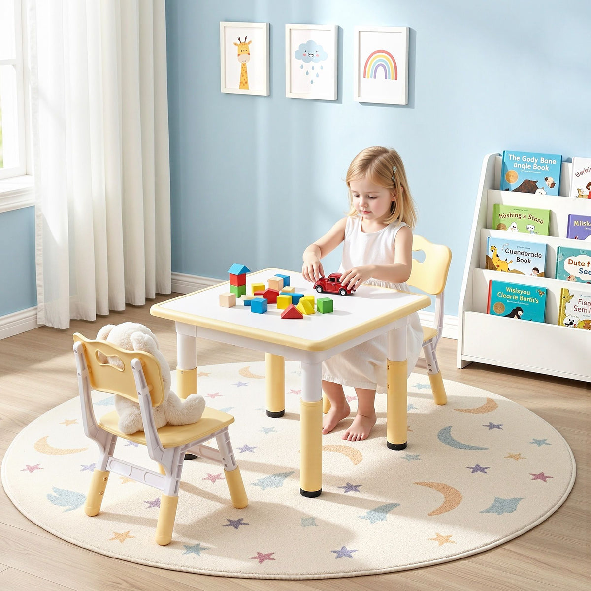 - Adjustable Kids Activity Table &amp; 2 Chairs Set - Yellow Keezi Baby &amp; Kids > Kid's Furniture > Kid's Tables, Chairs &amp; Seats