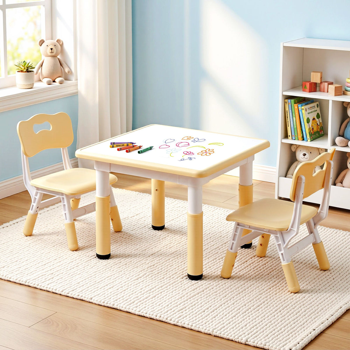 - Adjustable Kids Activity Table &amp; 2 Chairs Set - Yellow Keezi Baby &amp; Kids > Kid's Furniture > Kid's Tables, Chairs &amp; Seats
