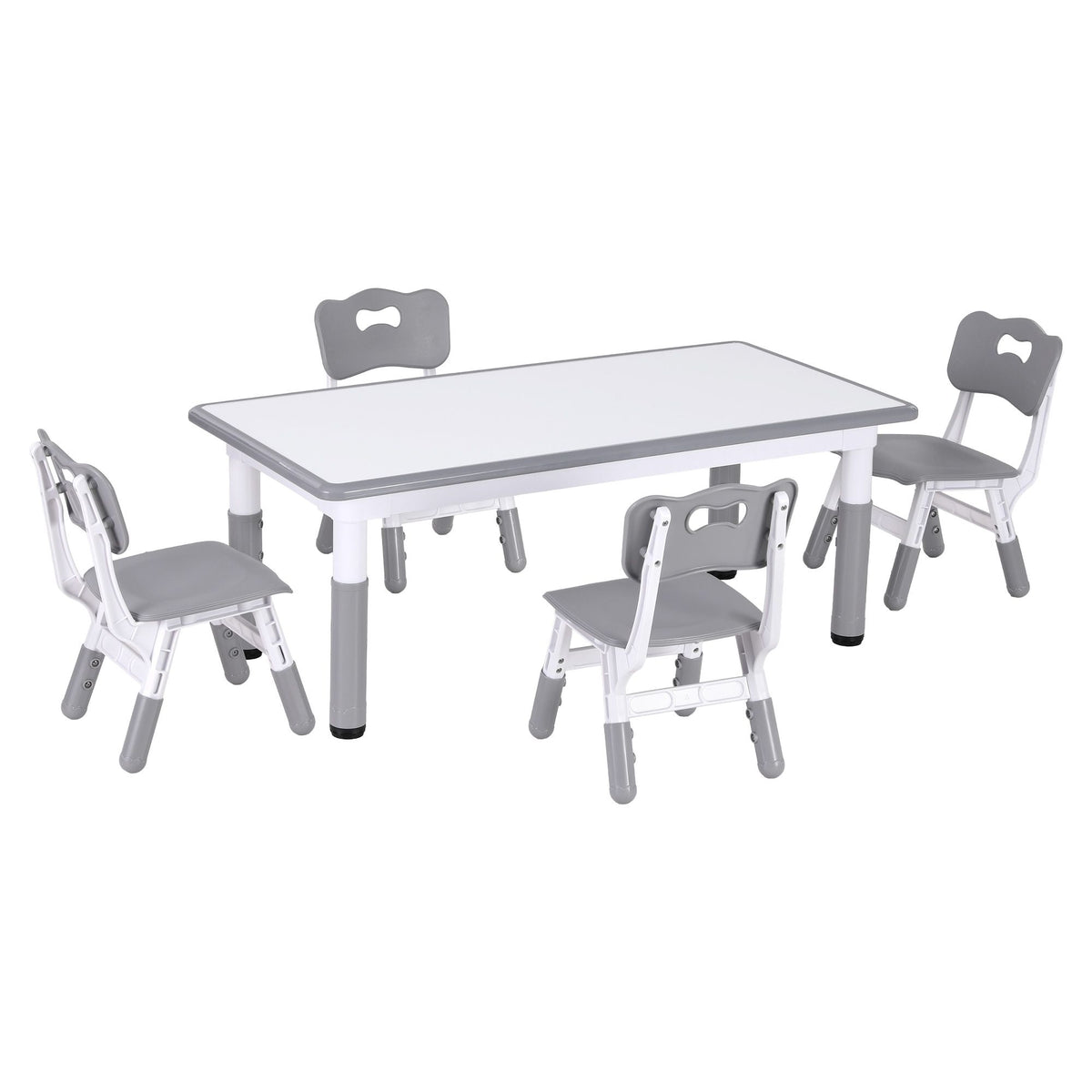 - Adjustable Kids Activity Table &amp; 4 Chairs Set - Grey Keezi Baby &amp; Kids > Kid's Furniture > Kid's Tables, Chairs &amp; Seats