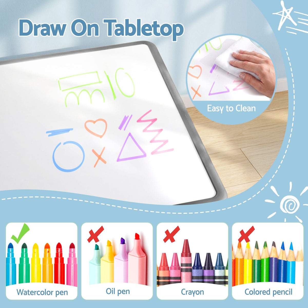 - Adjustable Kids Activity Table &amp; 4 Chairs Set - Grey Keezi Baby &amp; Kids > Kid's Furniture > Kid's Tables, Chairs &amp; Seats