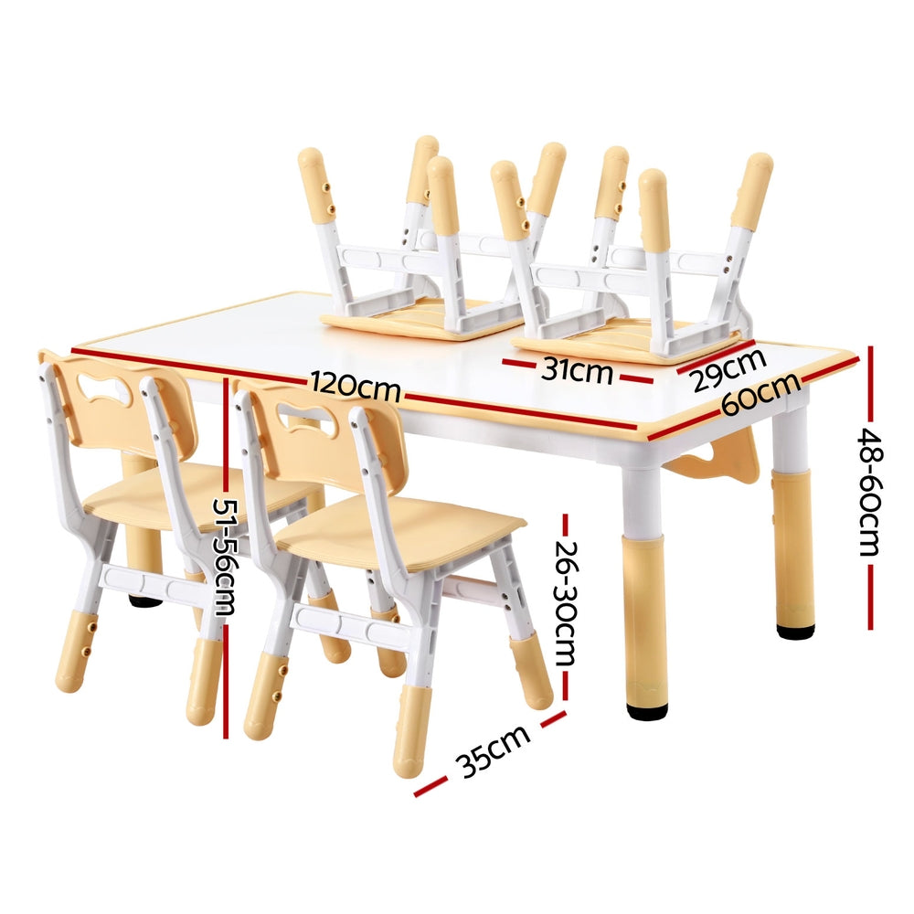 - Kids Height Adjustable Table with 4 Chairs | Yellow and White Keezi Baby &amp; Kids > Kid's Furniture > Kid's Tables, Chairs &amp; Seats