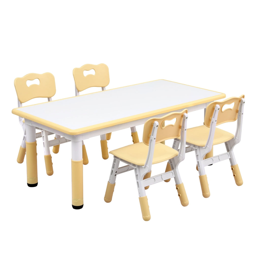 - Kids Height Adjustable Table with 4 Chairs | Yellow and White Keezi Baby & Kids > Kid's Furniture > Kid's Tables, Chairs & Seats