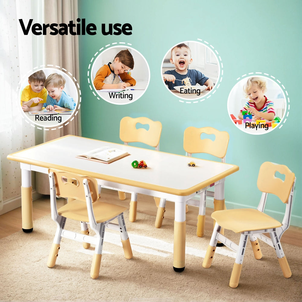 - Kids Height Adjustable Table with 4 Chairs | Yellow and White Keezi Baby & Kids > Kid's Furniture > Kid's Tables, Chairs & Seats
