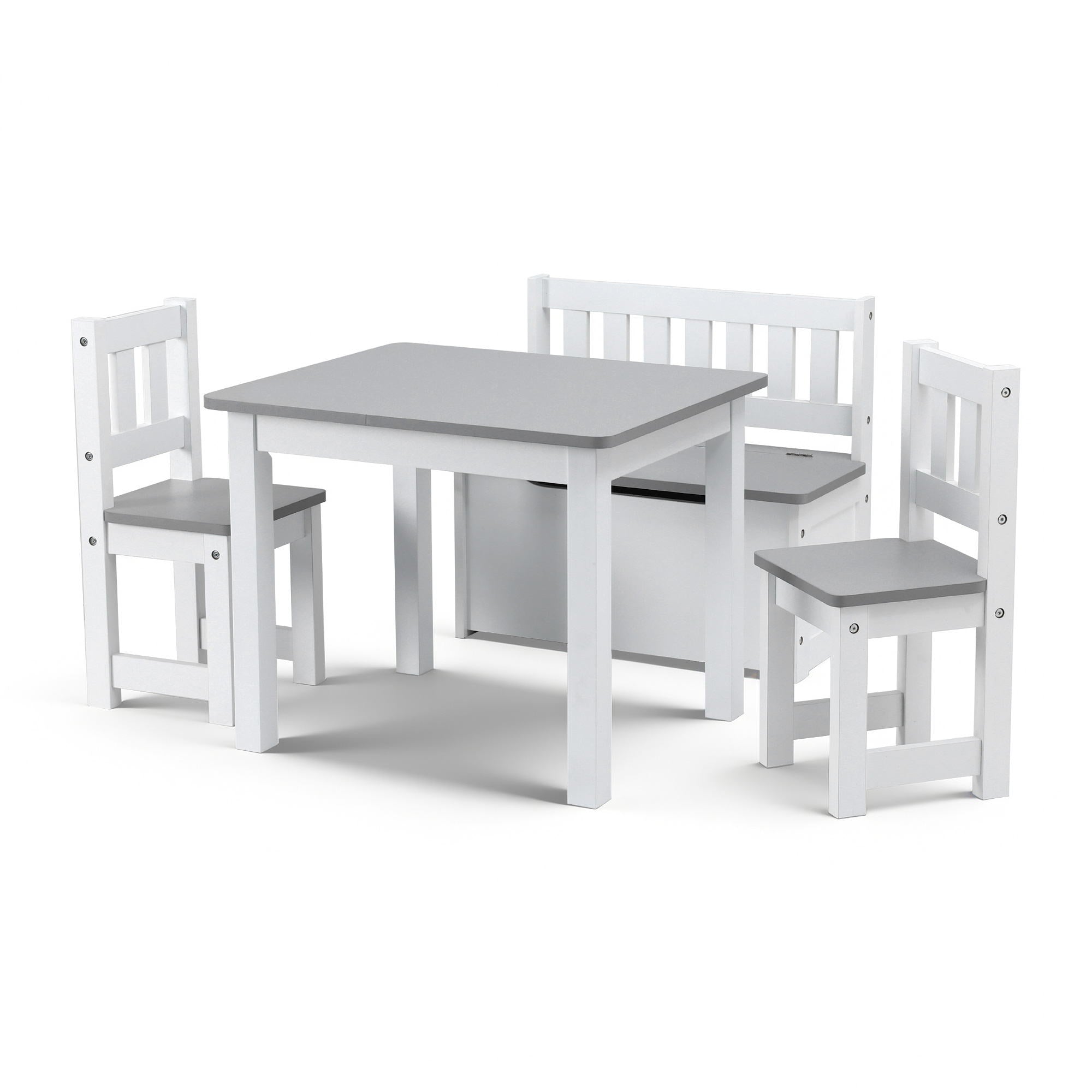 - Kids Activity Table Set with Chairs and Storage Bench | White and Grey Baby Stork Baby & Kids > Kid's Furniture > Kid's Tables, Chairs & Seats