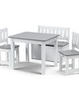- Kids Activity Table Set with Chairs and Storage Bench | White and Grey Baby Stork Baby & Kids > Kid's Furniture > Kid's Tables, Chairs & Seats