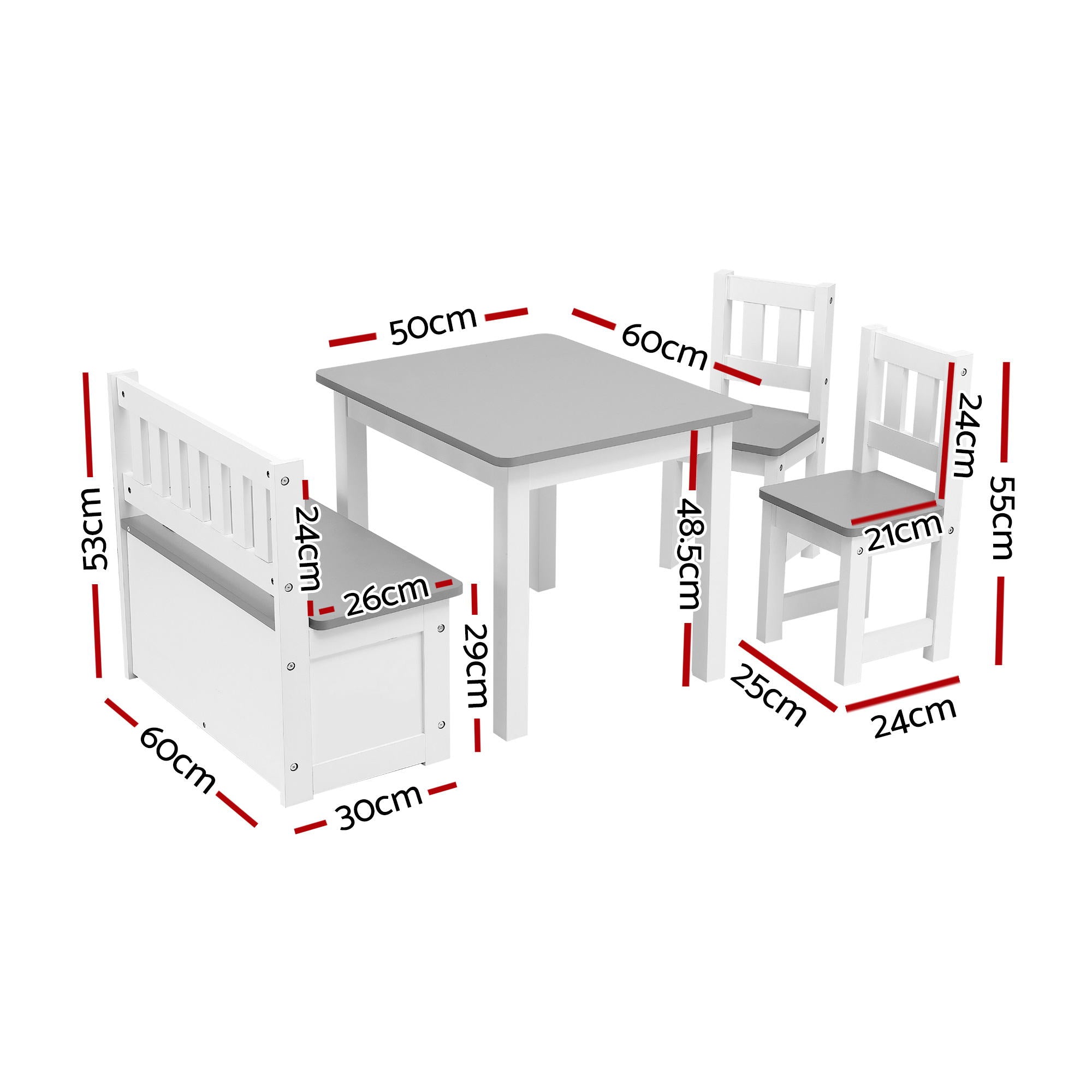 - Kids Activity Table Set with Chairs and Storage Bench | White and Grey Baby Stork Baby &amp; Kids > Kid's Furniture > Kid's Tables, Chairs &amp; Seats