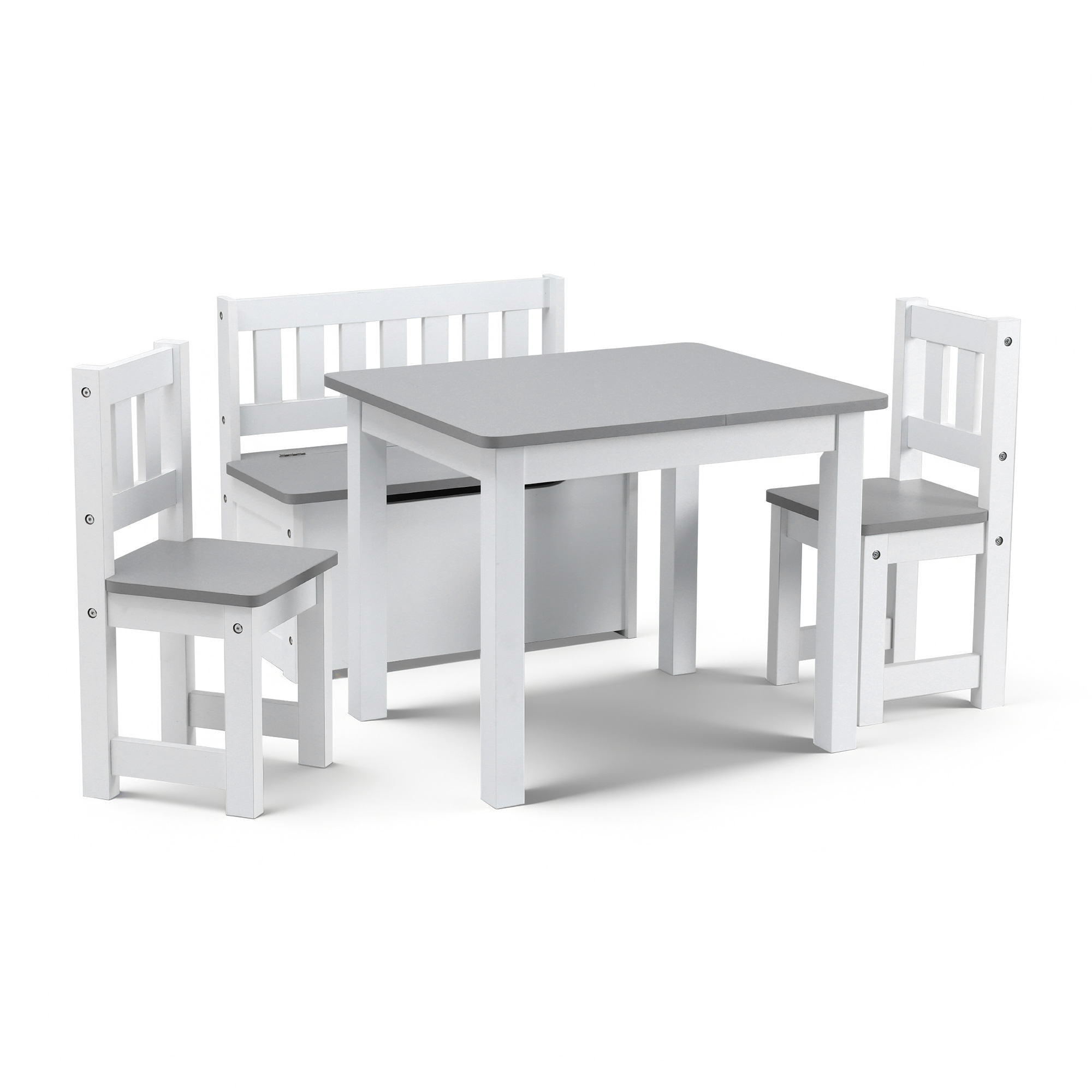 - Kids Activity Table Set with Chairs and Storage Bench | White and Grey Baby Stork Baby &amp; Kids > Kid's Furniture > Kid's Tables, Chairs &amp; Seats