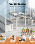 - Kids Activity Table Set with Chairs and Storage Bench | White and Grey Baby Stork Baby & Kids > Kid's Furniture > Kid's Tables, Chairs & Seats