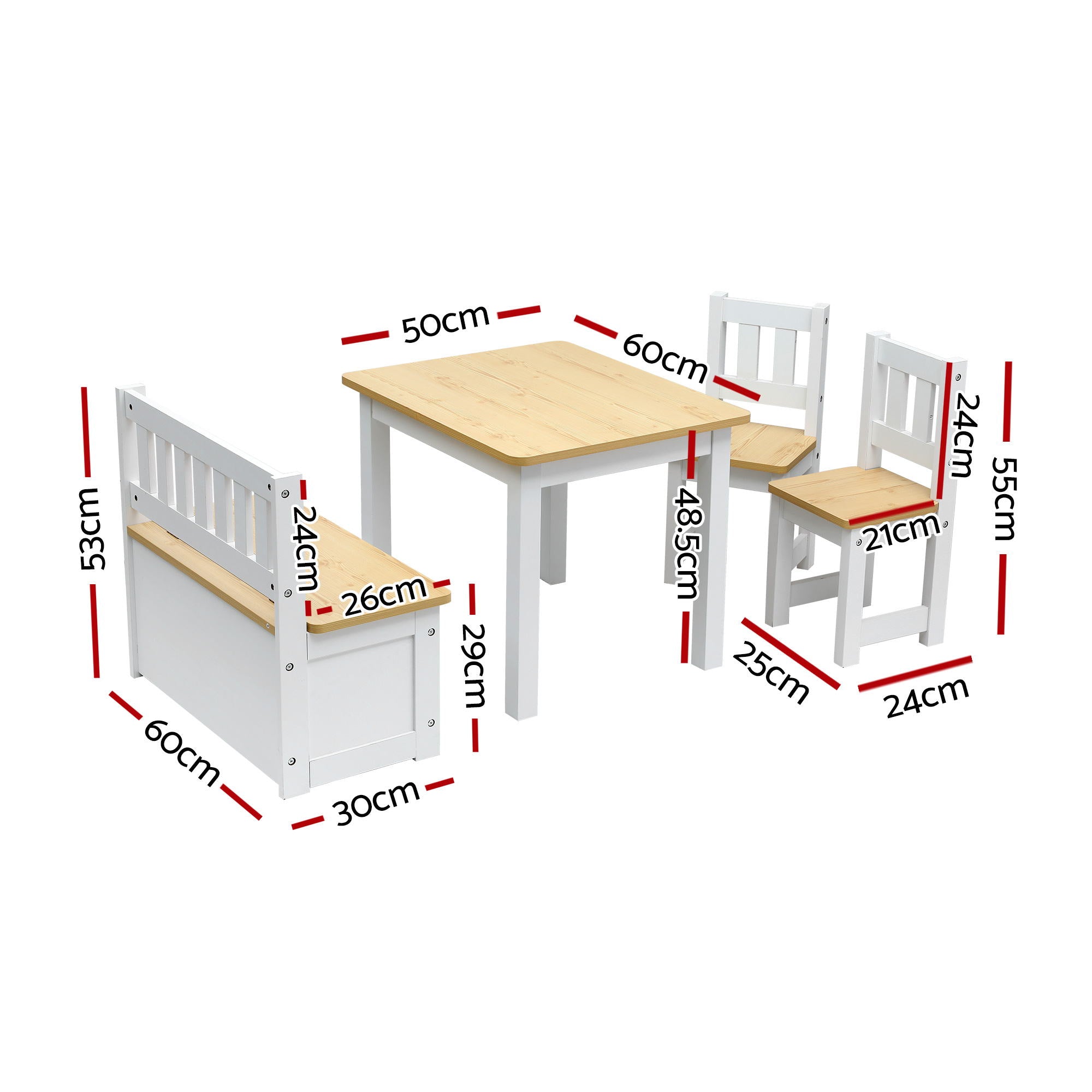 - Activity Table Set with Chairs and Storage Bench | White and Natural Baby Stork Baby &amp; Kids > Kid's Furniture > Kid's Tables, Chairs &amp; Seats