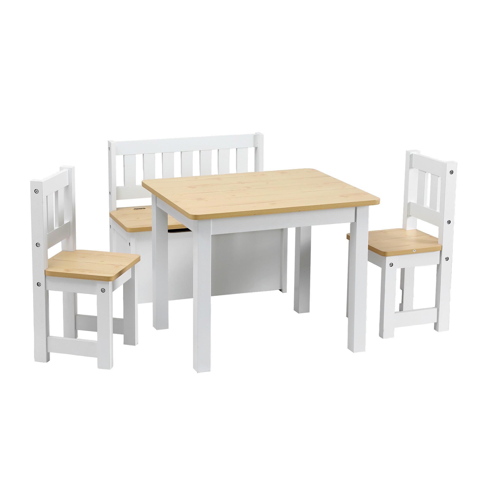 - Activity Table Set with Chairs and Storage Bench | White and Natural Baby Stork Baby &amp; Kids > Kid's Furniture > Kid's Tables, Chairs &amp; Seats