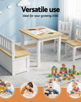 - Activity Table Set with Chairs and Storage Bench | White and Natural Baby Stork Baby & Kids > Kid's Furniture > Kid's Tables, Chairs & Seats