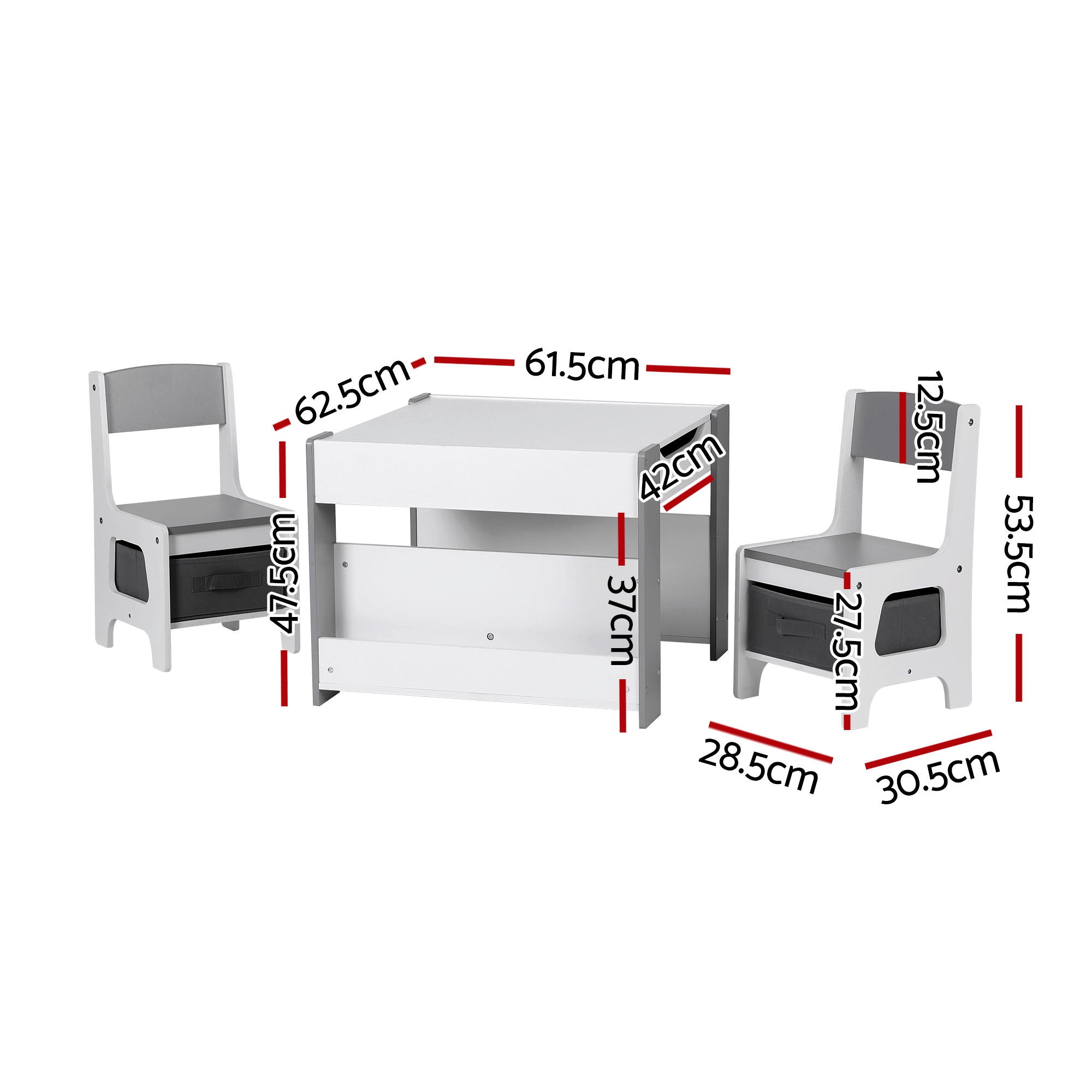 - Kids Table and Chair Set with Storage, Reversible Whiteboard &amp; Blackboard | 2 Chairs Baby Stork Baby &amp; Kids > Kid's Furniture > Kid's Tables, Chairs &amp; Seats