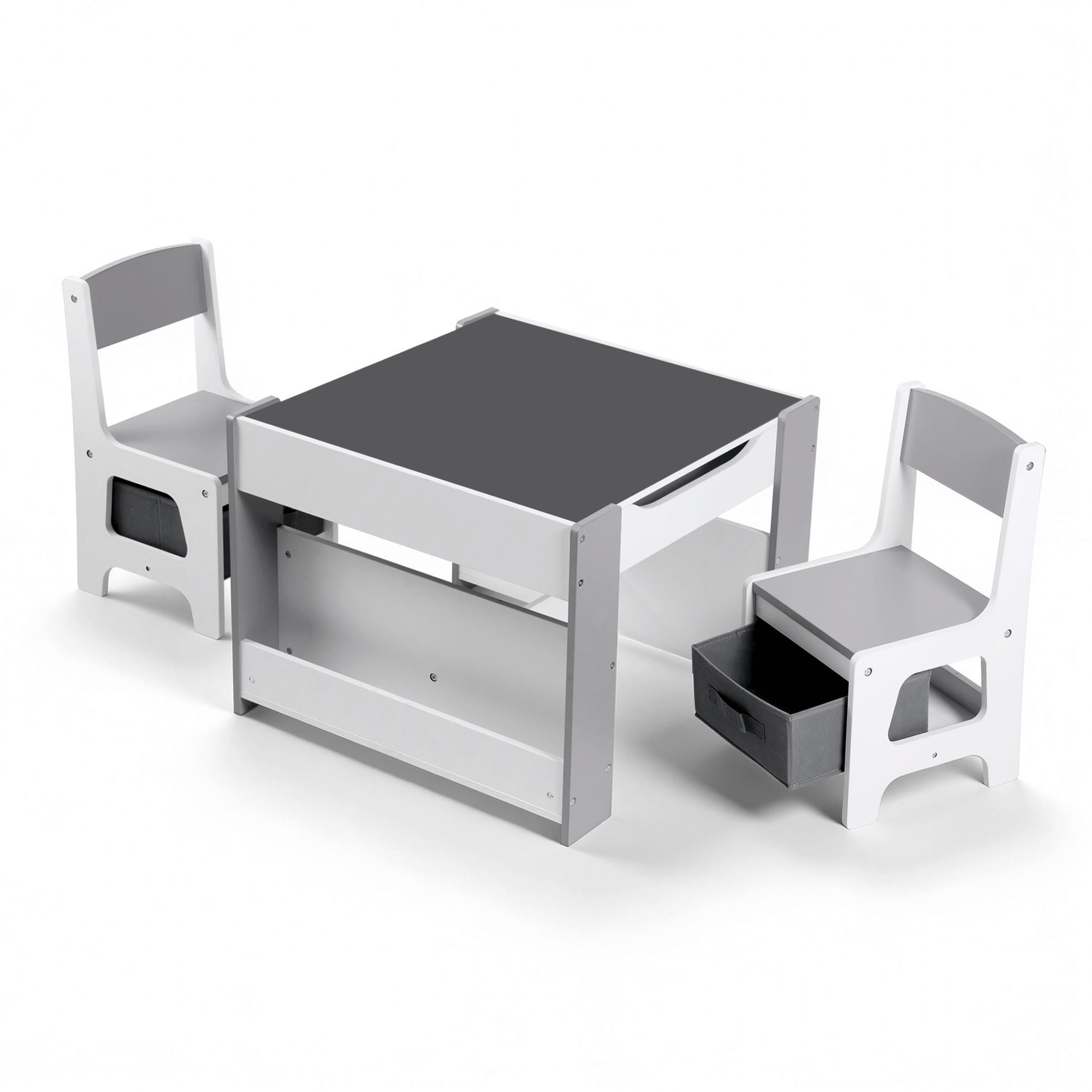 - Kids Table and Chair Set with Storage, Reversible Whiteboard &amp; Blackboard | 2 Chairs Baby Stork Baby &amp; Kids > Kid's Furniture > Kid's Tables, Chairs &amp; Seats