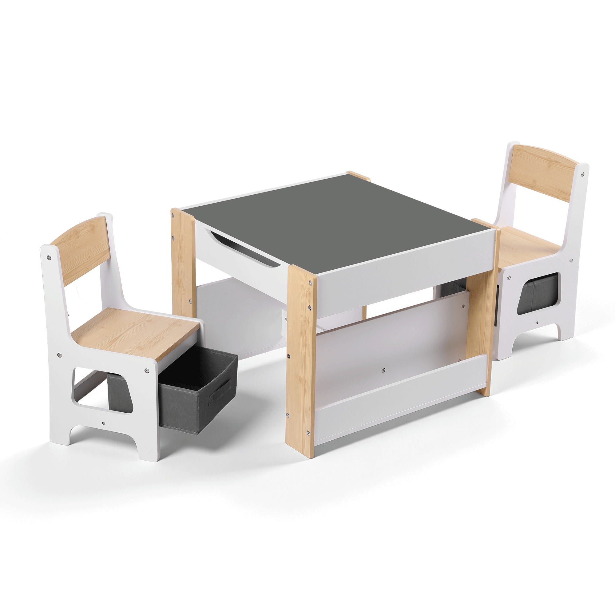 - Toddler Reversible Activity Table and Chair Set with Storage | White and Natural Baby Stork Baby & Kids > Kid's Furniture > Kid's Tables, Chairs & Seats