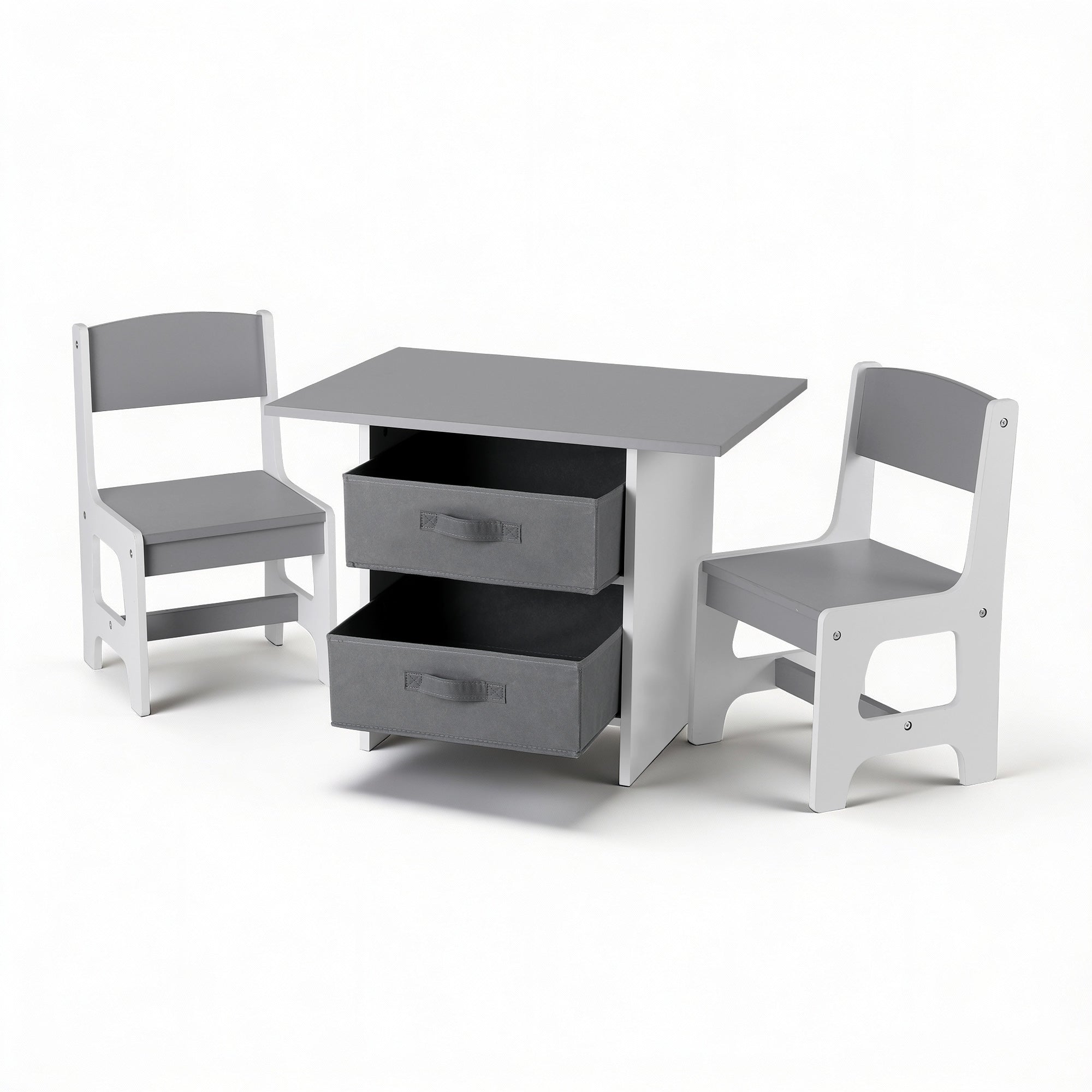 - Kids Table and Chair Set with Storage Drawers | White and Grey Keezi Baby & Kids > Kid's Furniture > Kid's Tables, Chairs & Seats