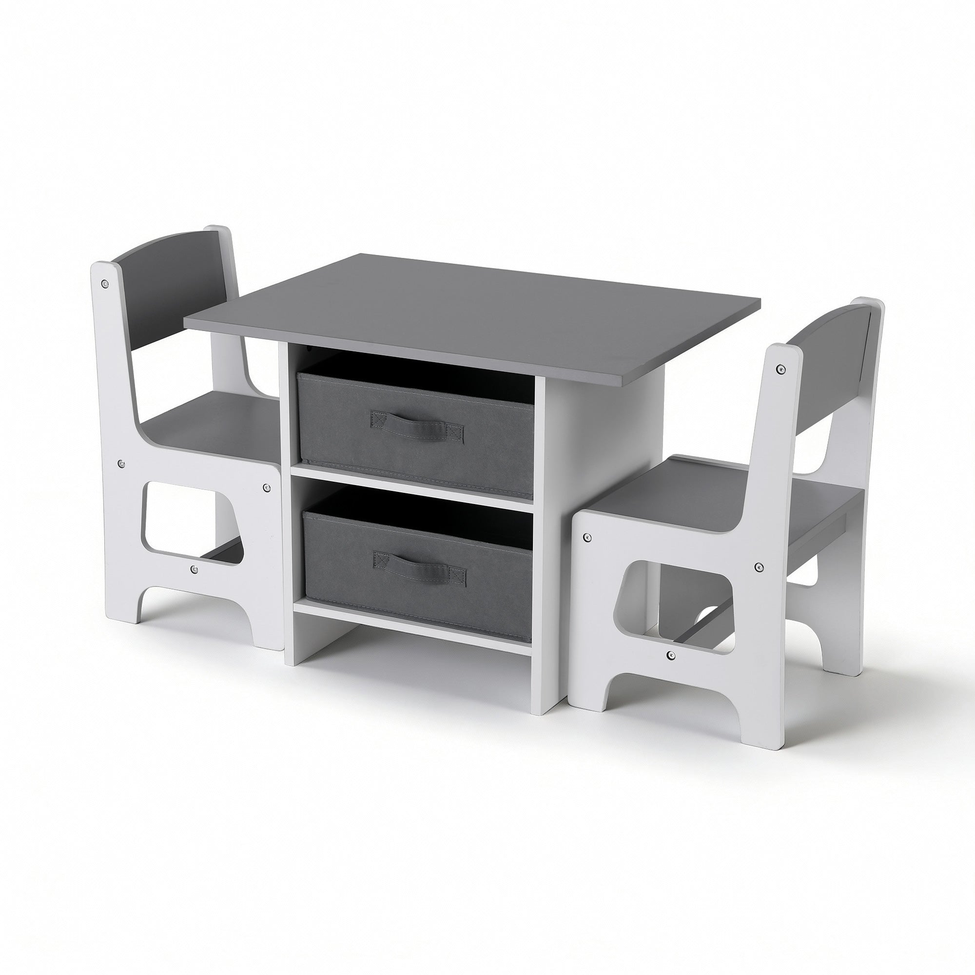 - Kids Table and Chair Set with Storage Drawers | White and Grey Keezi Baby &amp; Kids > Kid's Furniture > Kid's Tables, Chairs &amp; Seats