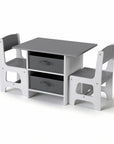 - Kids Table and Chair Set with Storage Drawers | White and Grey Keezi Baby & Kids > Kid's Furniture > Kid's Tables, Chairs & Seats