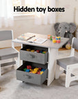 - Kids Table and Chair Set with Storage Drawers | White and Grey Keezi Baby & Kids > Kid's Furniture > Kid's Tables, Chairs & Seats