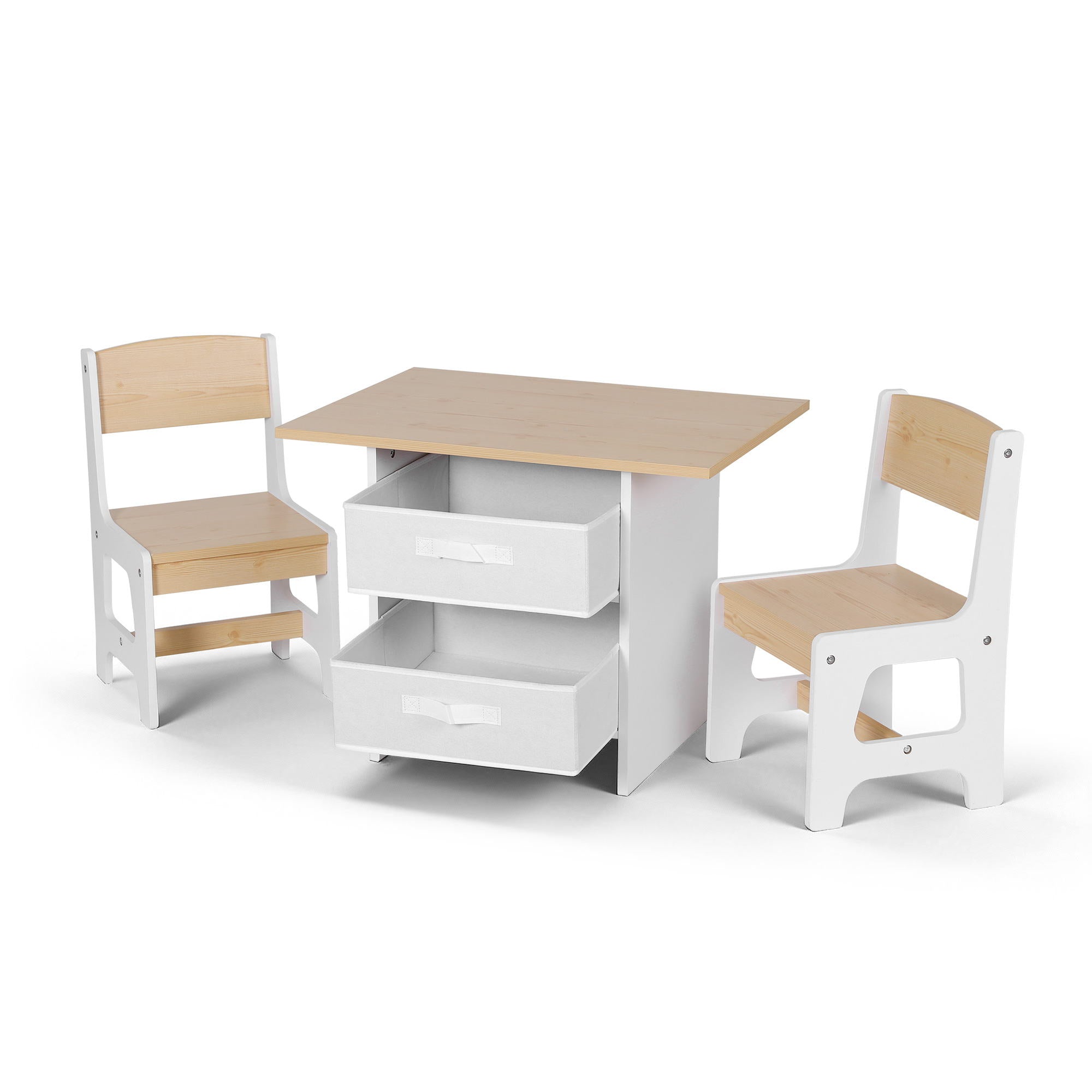 - Kids Table and Chair Set with Storage Drawers | White and Natural Baby Stork Baby & Kids > Kid's Furniture > Kid's Tables, Chairs & Seats