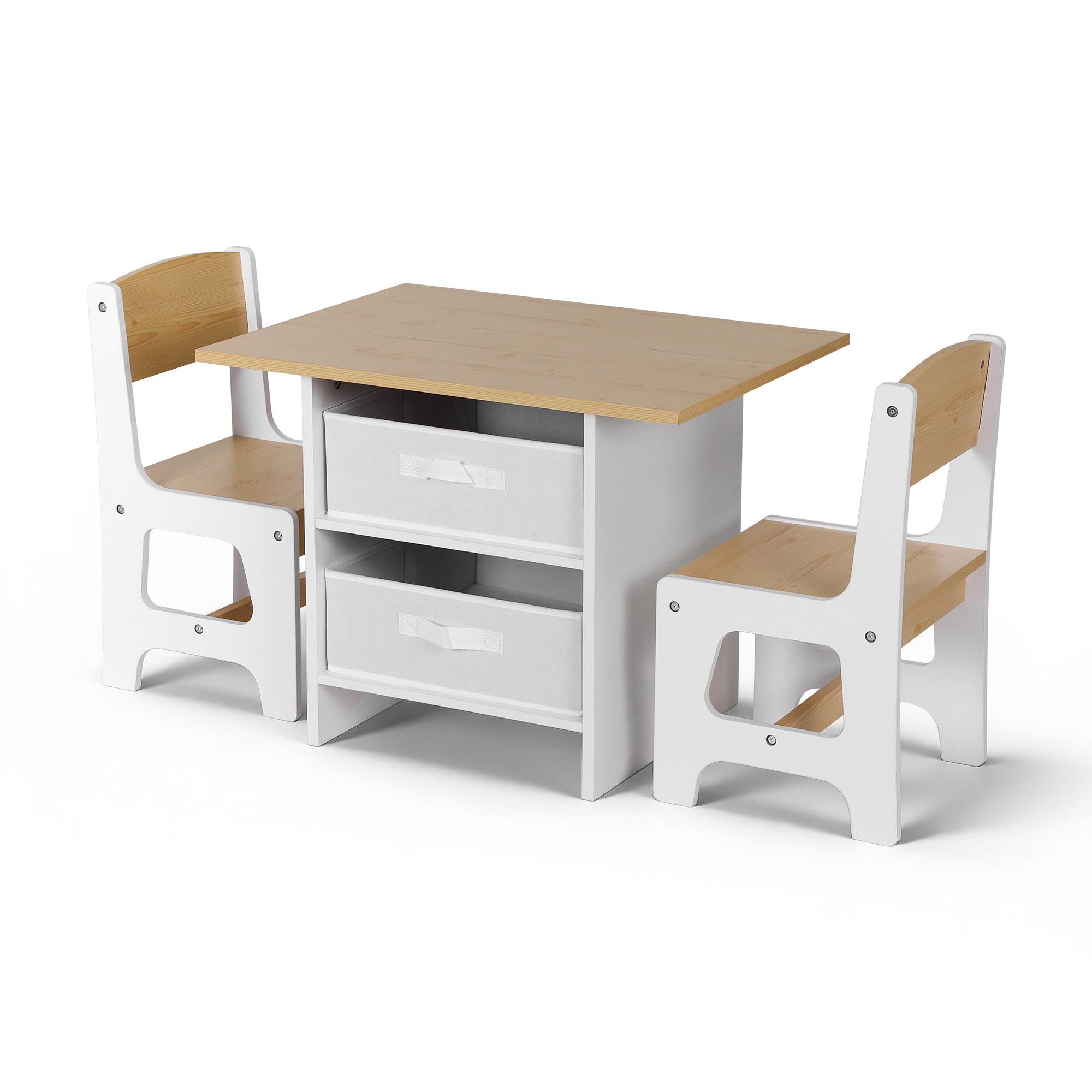 - Kids Table and Chair Set with Storage Drawers | White and Natural Baby Stork Baby & Kids > Kid's Furniture > Kid's Tables, Chairs & Seats