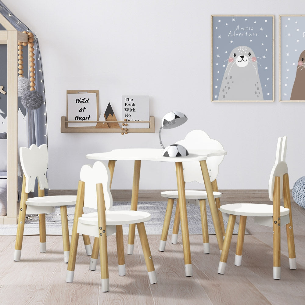 - Kids 5-Piece Table & Chair Set – Rabbit, Flower, Cloud & Butterfly Chairs Keezi Kids Furniture > Outdoor > Outdoor Dining Sets