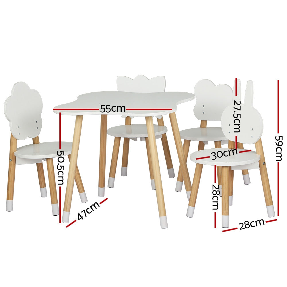 - Kids 5-Piece Table & Chair Set – Rabbit, Flower, Cloud & Butterfly Chairs Keezi Kids Furniture > Outdoor > Outdoor Dining Sets