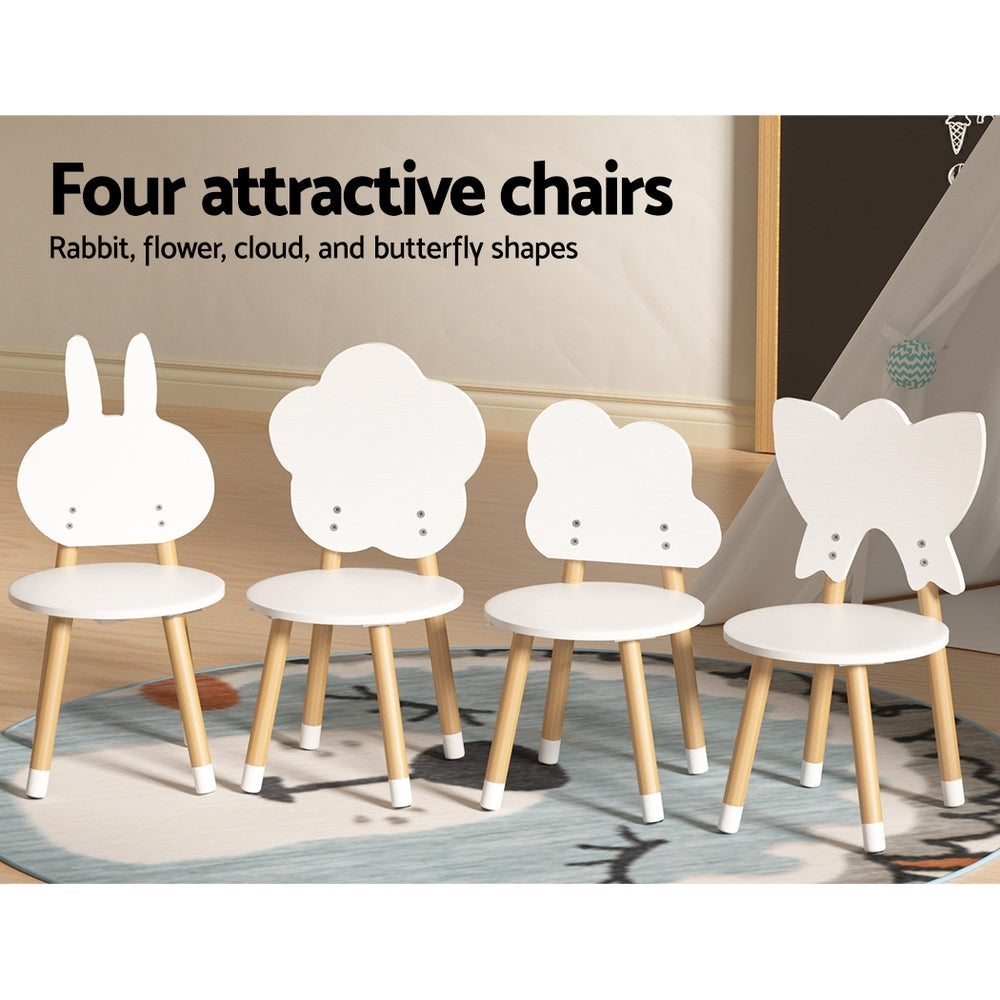 - Kids 5-Piece Table & Chair Set – Rabbit, Flower, Cloud & Butterfly Chairs Keezi Kids Furniture > Outdoor > Outdoor Dining Sets