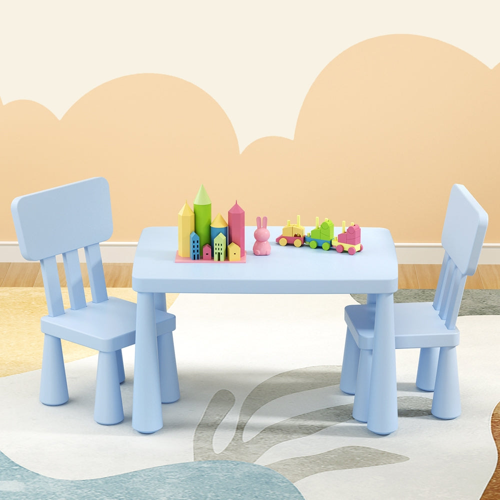 - Keezi Kids Table & 2 Chairs Set - Blue Keezi Baby & Kids > Kid's Furniture > Kid's Tables, Chairs & Seats