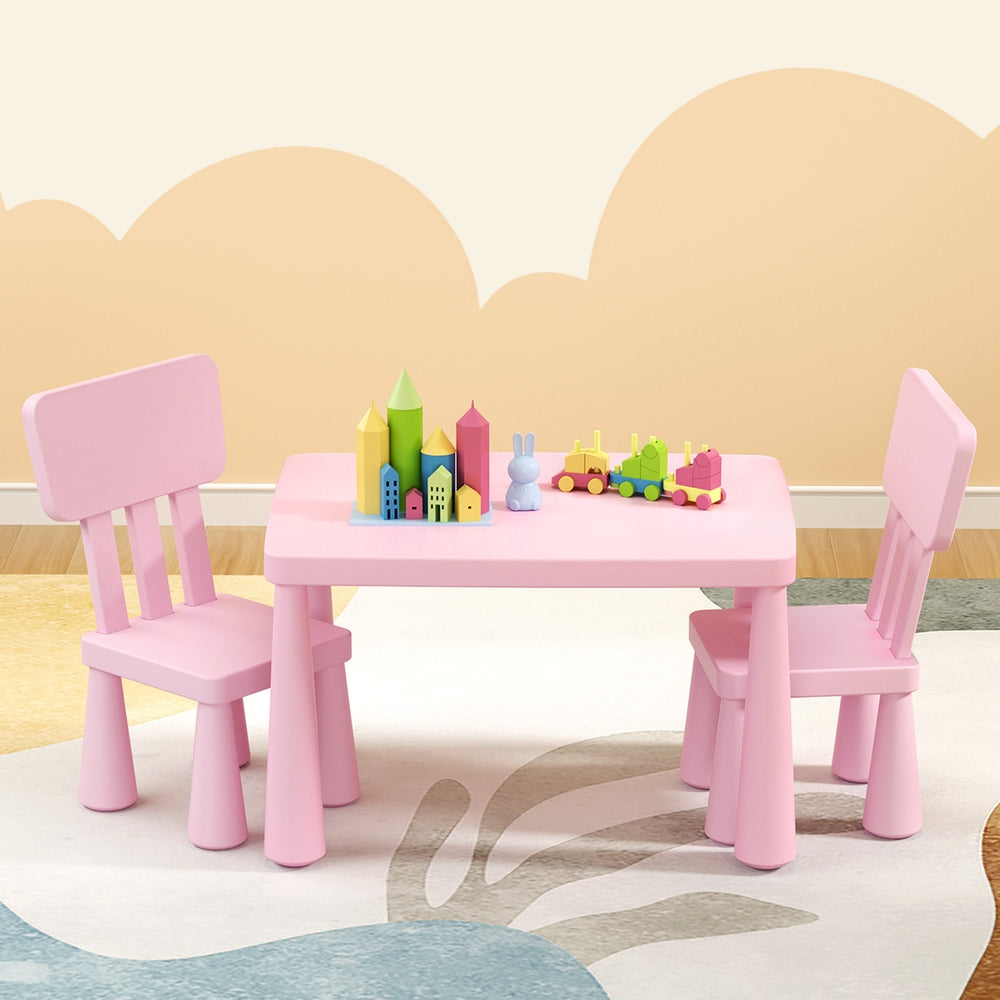 - Keezi Kids Table & 2 Chairs Set - Pink Keezi Baby & Kids > Kid's Furniture > Kid's Tables, Chairs & Seats