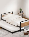 - Single Bed Frame with Trundle – Industrial Black & Dark Wood Baby Stork Furniture > Bedroom > Beds & Bed Frames