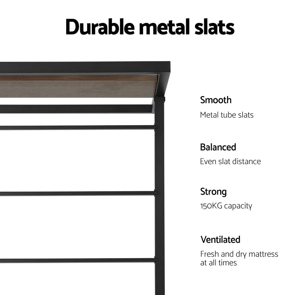 - Single Bed Frame with Trundle – Industrial Black & Dark Wood Baby Stork Furniture > Bedroom > Beds & Bed Frames