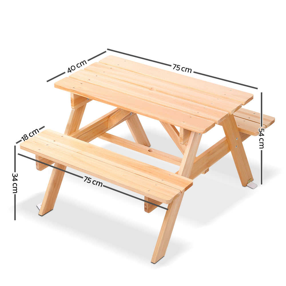 - Kids Outdoor Wooden Picnic Table & Bench Set – Natural Fir Wood Keezi Kids Furniture > Outdoor > Outdoor Dining Sets