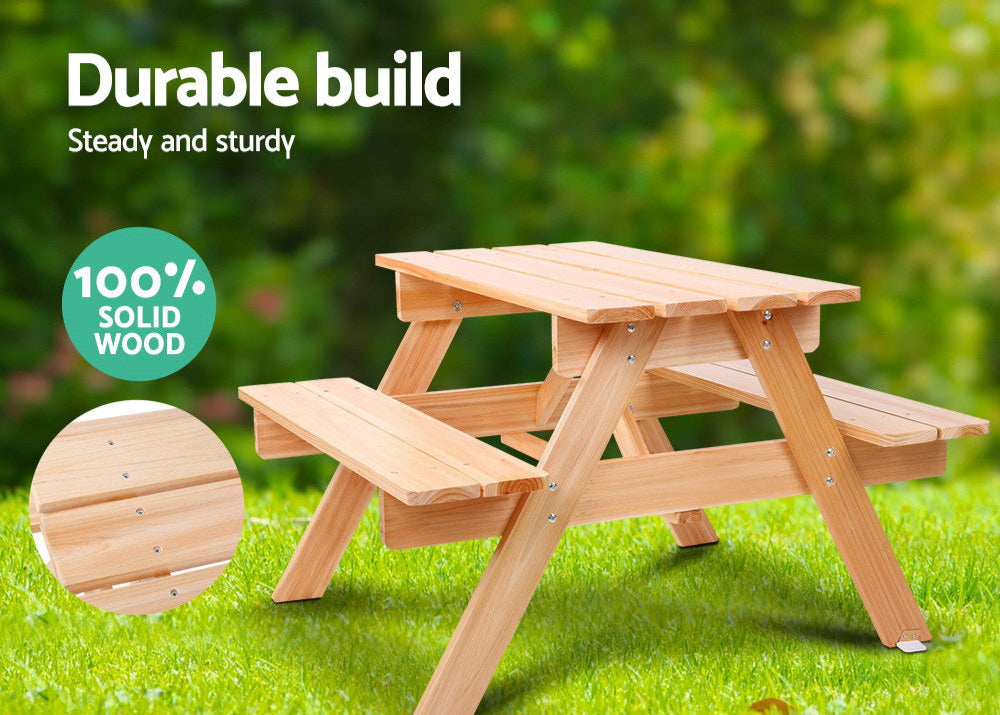 - Kids Outdoor Wooden Picnic Table & Bench Set – Natural Fir Wood Keezi Kids Furniture > Outdoor > Outdoor Dining Sets