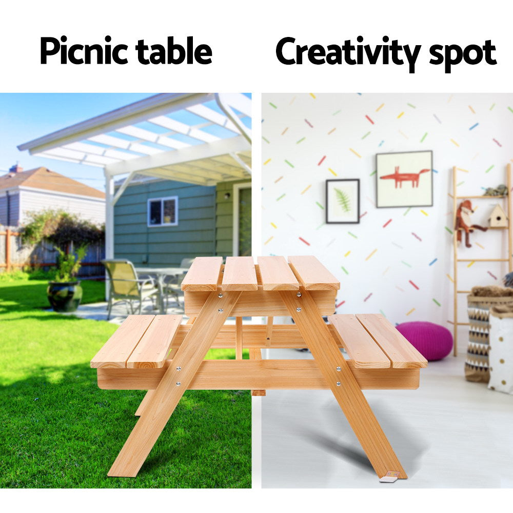 - Kids Outdoor Wooden Picnic Table & Bench Set – Natural Fir Wood Keezi Kids Furniture > Outdoor > Outdoor Dining Sets