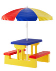 - Keezi Kids Picnic Table & Bench Set with Umbrella - Multicoloured Keezi Baby & Kids > Kid's Furniture > Kid's Tables, Chairs & Seats