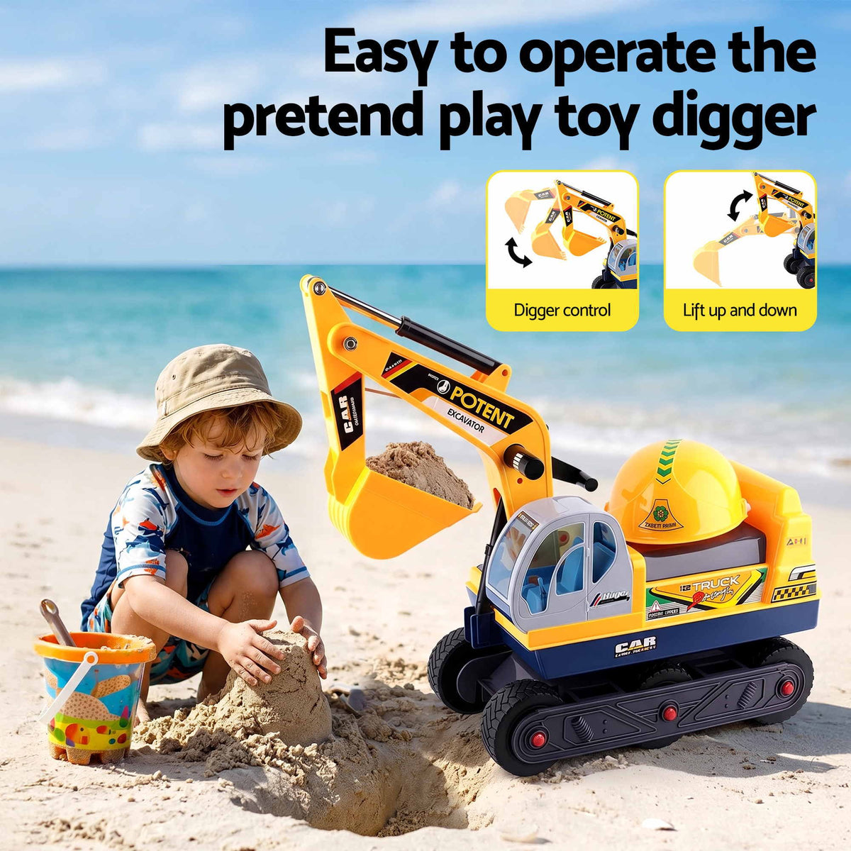 - Keezi Kids Ride On Toy Car Bulldozer and Digger with Helmet Outdoor Sandpit Toys Yellow Baby Stork Baby &amp; Kids > Ride On Cars, Go-karts &amp; Bikes > Ride On Cars