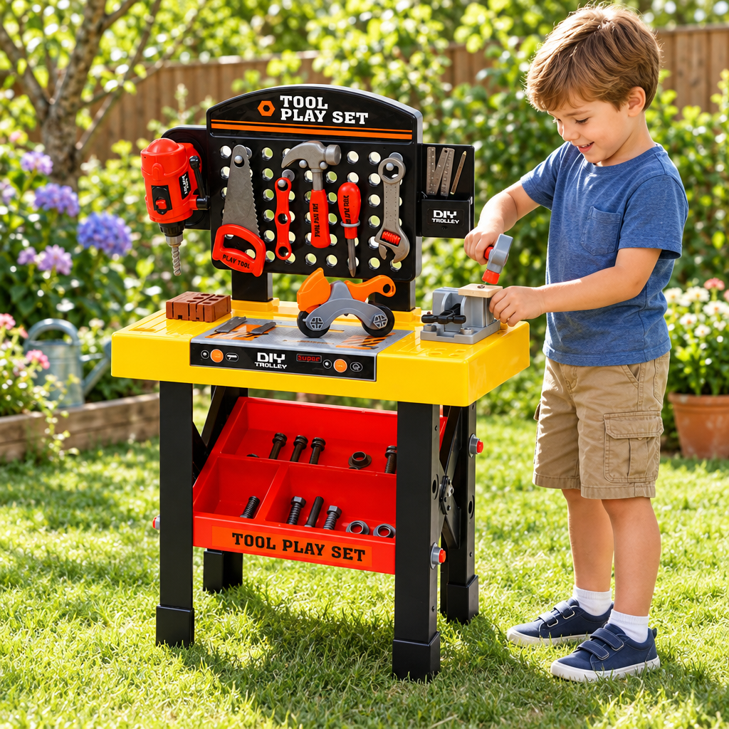 Kids Workbench &amp; 54-Piece Toy Tool Set