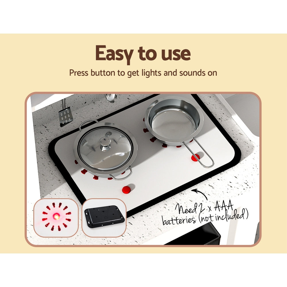 - Keezi Wooden Play Kitchen with Coffee Machine - Black & White Keezi Baby & Kids > Baby & Kid's Toys > Pretend Play