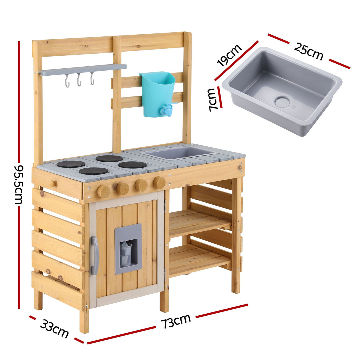 - Keezi Kids Kitchen Playset Wooden Play Kitchen Mud Kitchen Toy Kitchen 95cm Tall Baby Stork Baby &amp; Kids > Baby &amp; Kid's Toys > Pretend Play