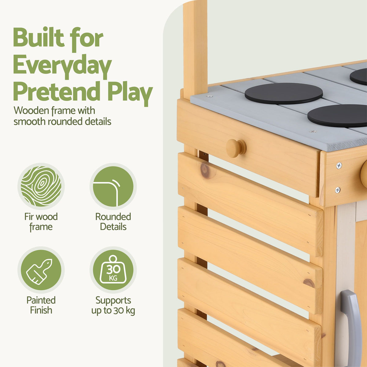 - Keezi Kids Kitchen Playset Wooden Play Kitchen Mud Kitchen Toy Kitchen 95cm Tall Baby Stork Baby &amp; Kids > Baby &amp; Kid's Toys > Pretend Play