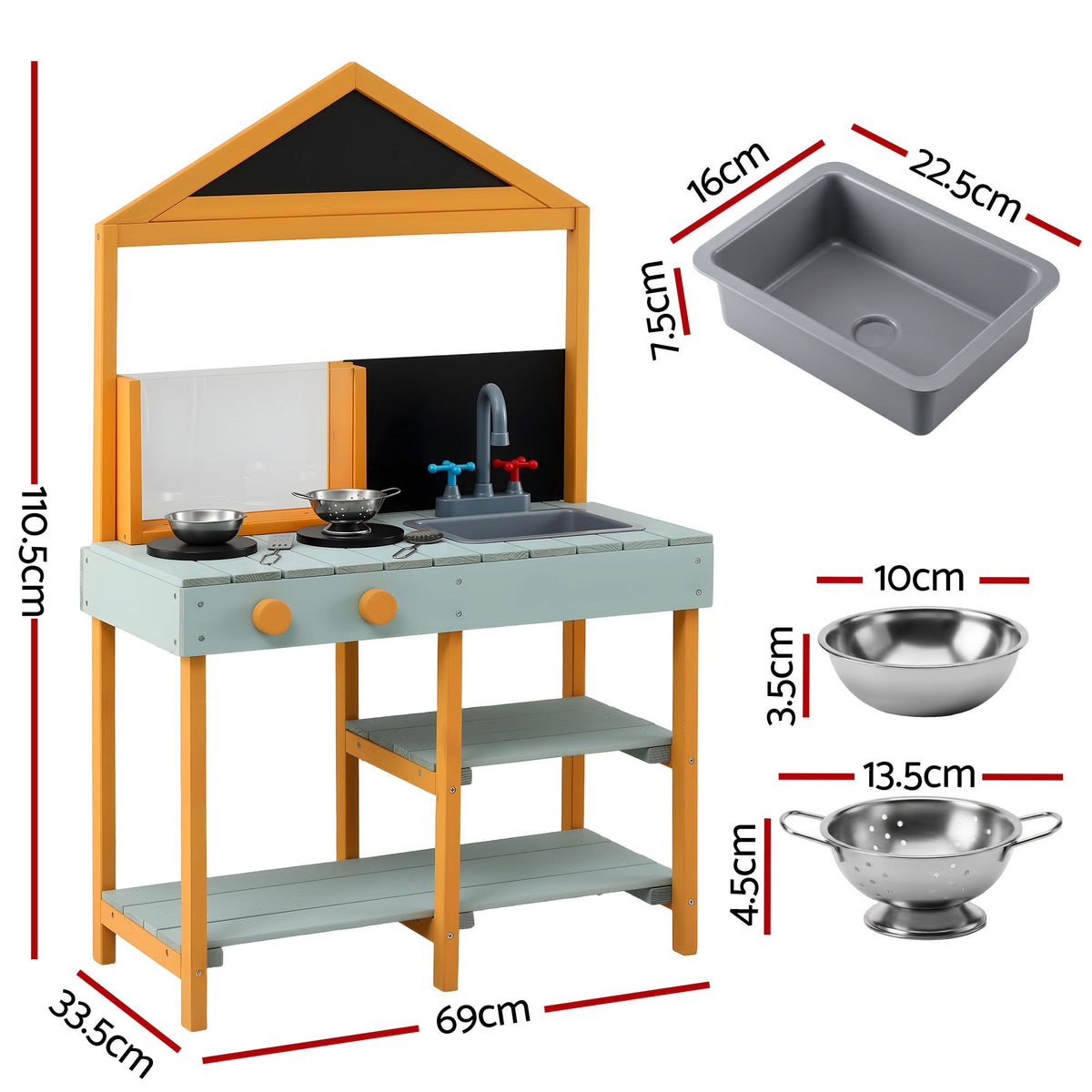 - Keezi Kids Mud Kitchen Play Kitchen Toy Kitchen Set with Blackboard 110cm Baby Stork Baby &amp; Kids > Baby &amp; Kid's Toys > Pretend Play