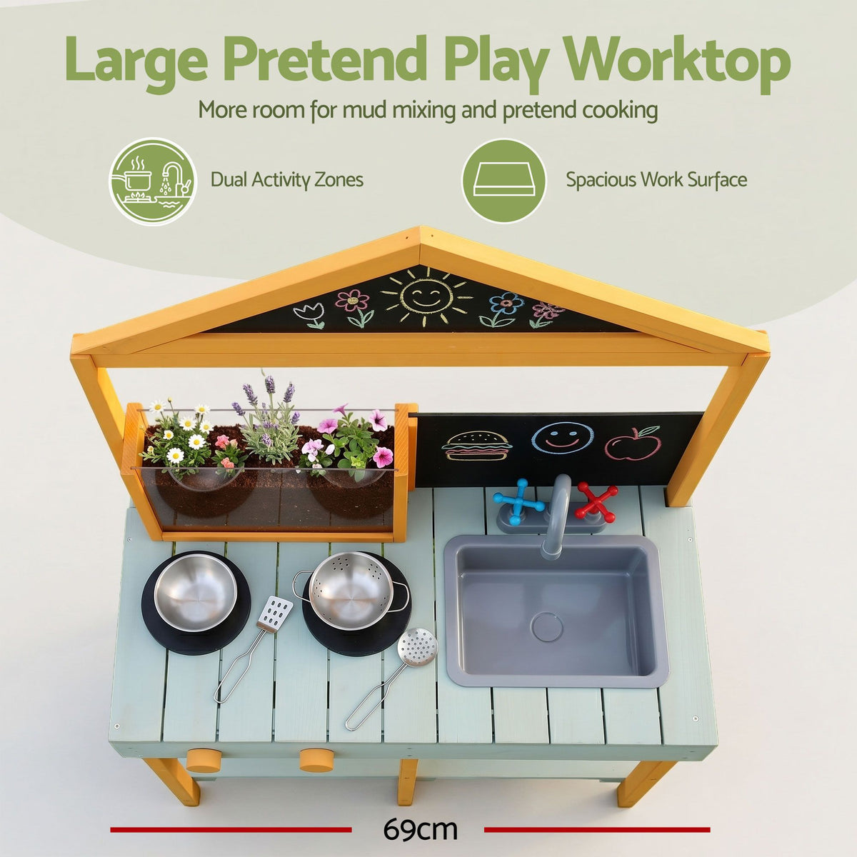 - Keezi Kids Mud Kitchen Play Kitchen Toy Kitchen Set with Blackboard 110cm Baby Stork Baby &amp; Kids > Baby &amp; Kid's Toys > Pretend Play
