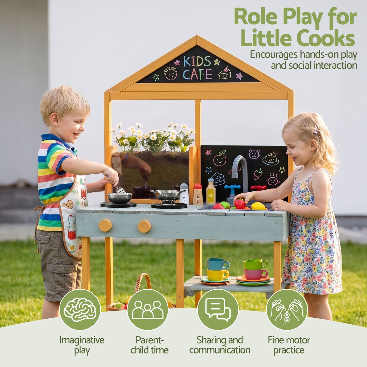 - Keezi Kids Mud Kitchen Play Kitchen Toy Kitchen Set with Blackboard 110cm Baby Stork Baby &amp; Kids > Baby &amp; Kid's Toys > Pretend Play