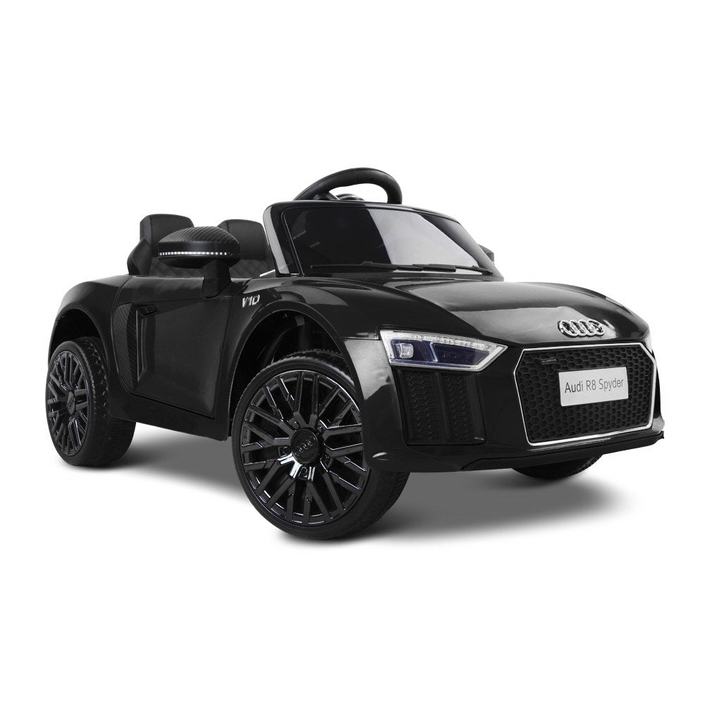 Audi R8 Spyder Licensed Kids Electric Ride-On Car – 6V Sports Style with Remote, Music &amp; Lights (Black)