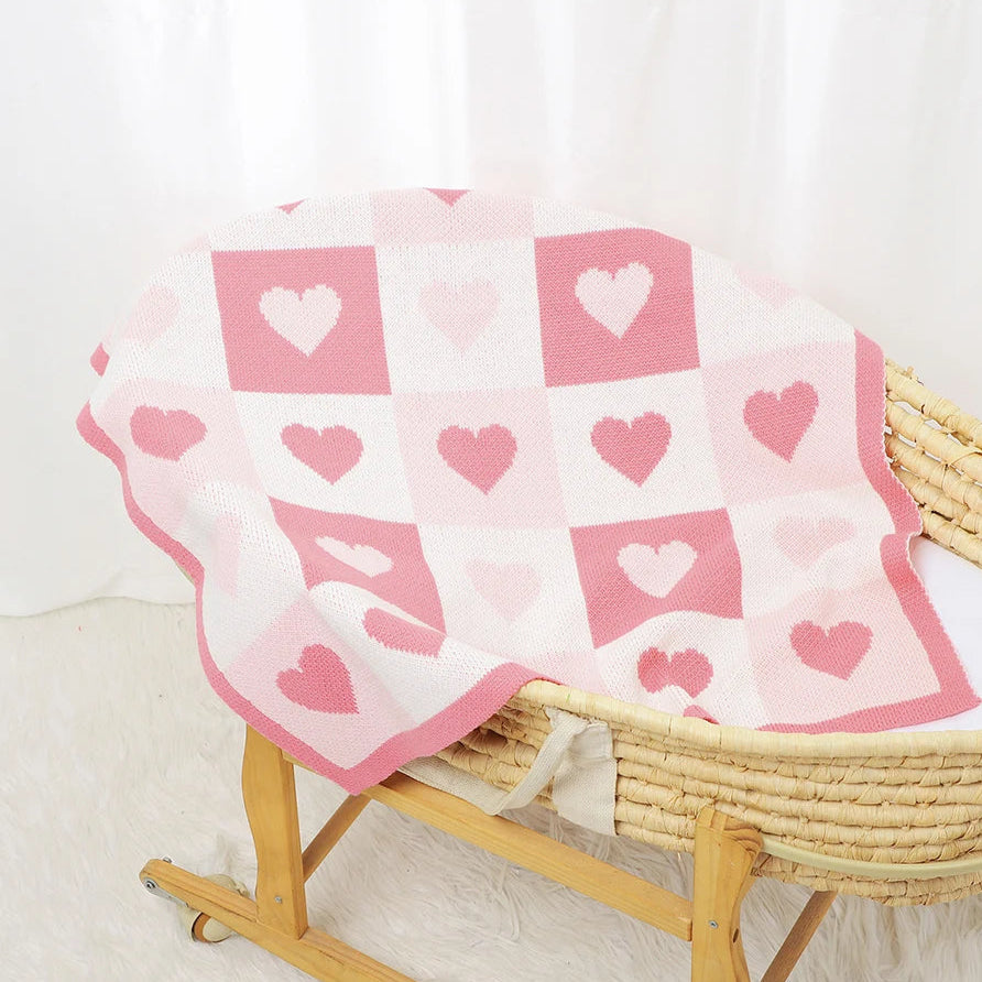 - Heart Pattern Baby Blanket – 90 × 70 cm | Ultra-Soft Acrylic | Multiple Colours Baby Stork